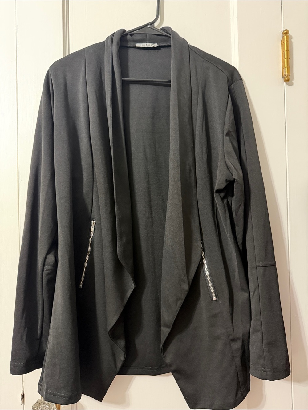 Draped Open-Front Women's Jacket - Black
